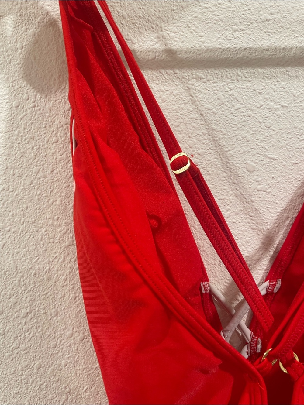 Abercrombie & Fitch Red One Piece Swimsuit Criss Cross Low Back Swim Medium - Picture 8 of 10